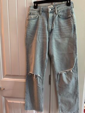 Citizens Of Humanity Light Blue Distressed Straight-Leg Jeans